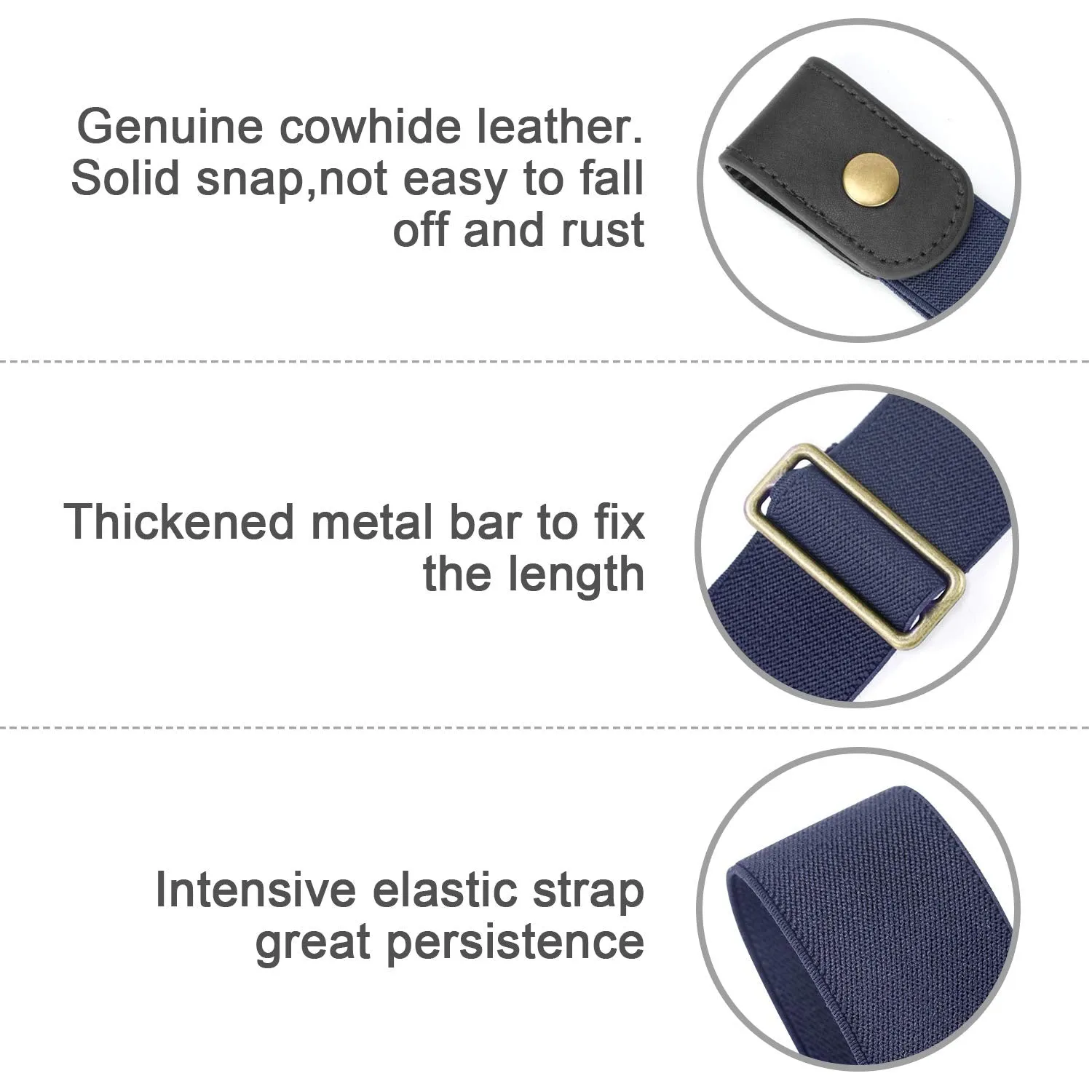 No Buckle Show Belt for Men Buckle Free Stretch Belt for Jeans Pants 1.38 Inches Wide