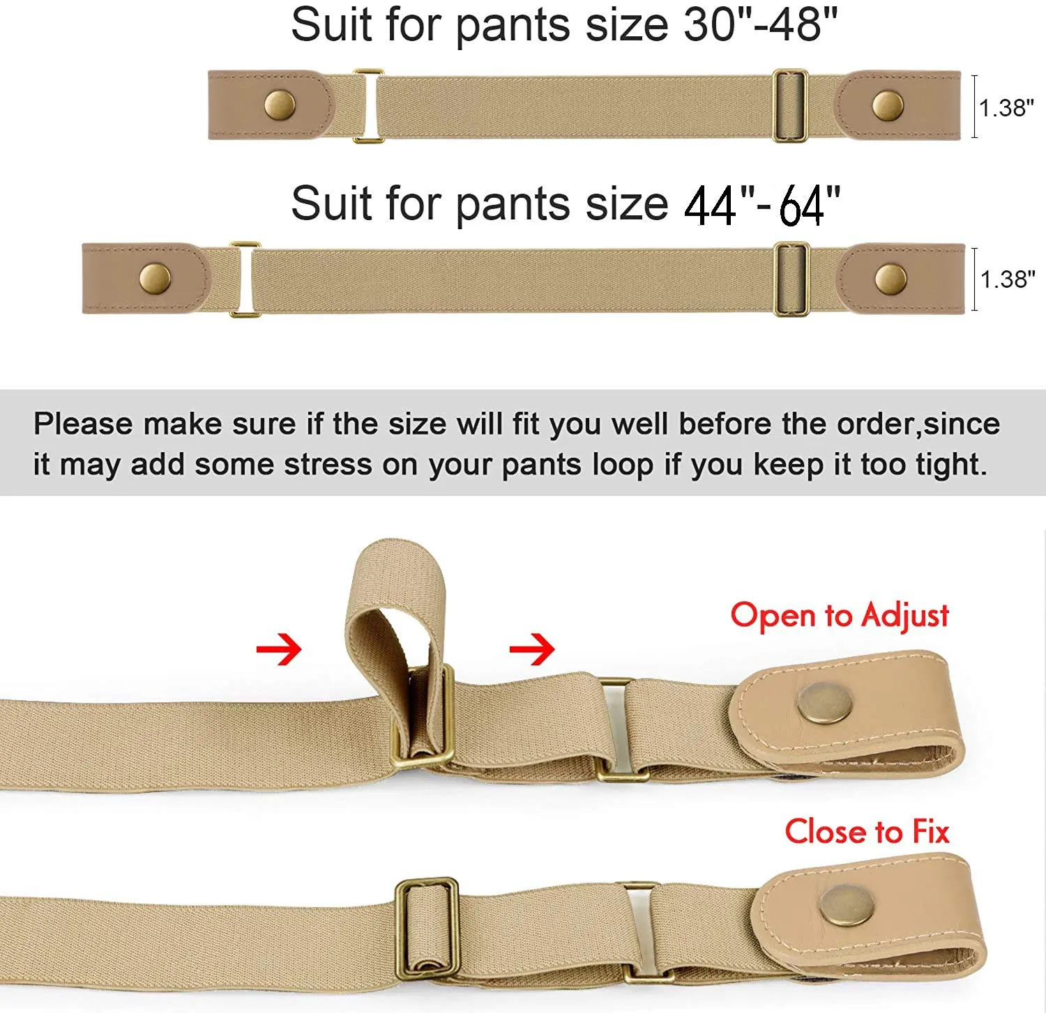 No Buckle Show Belt for Men Buckle Free Stretch Belt for Jeans Pants 1.38 Inches Wide
