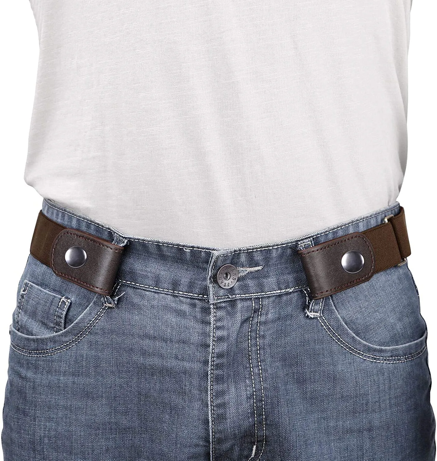 No Buckle Show Belt for Men Buckle Free Stretch Belt for Jeans Pants 1.38 Inches Wide