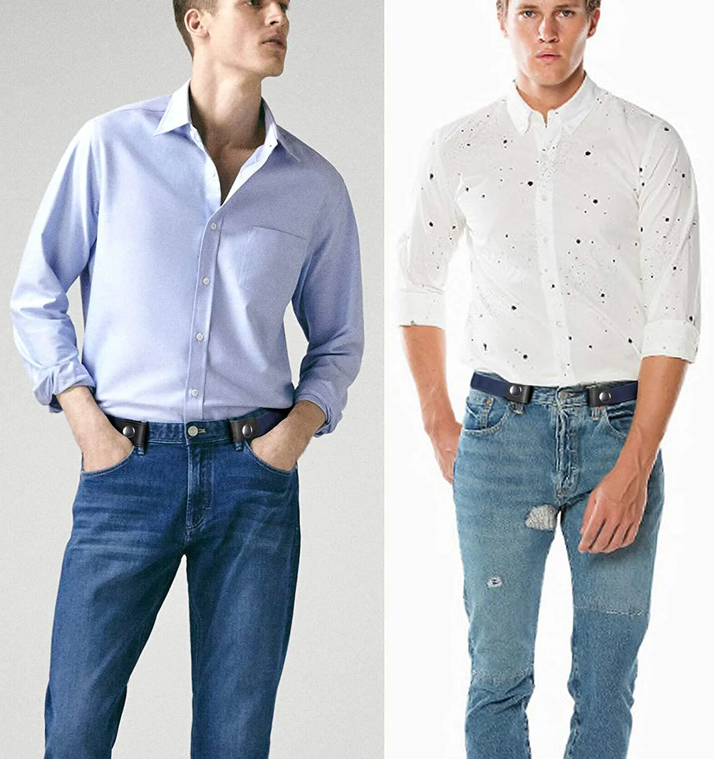 No Buckle Show Belt for Men Buckle Free Stretch Belt for Jeans Pants 1.38 Inches Wide