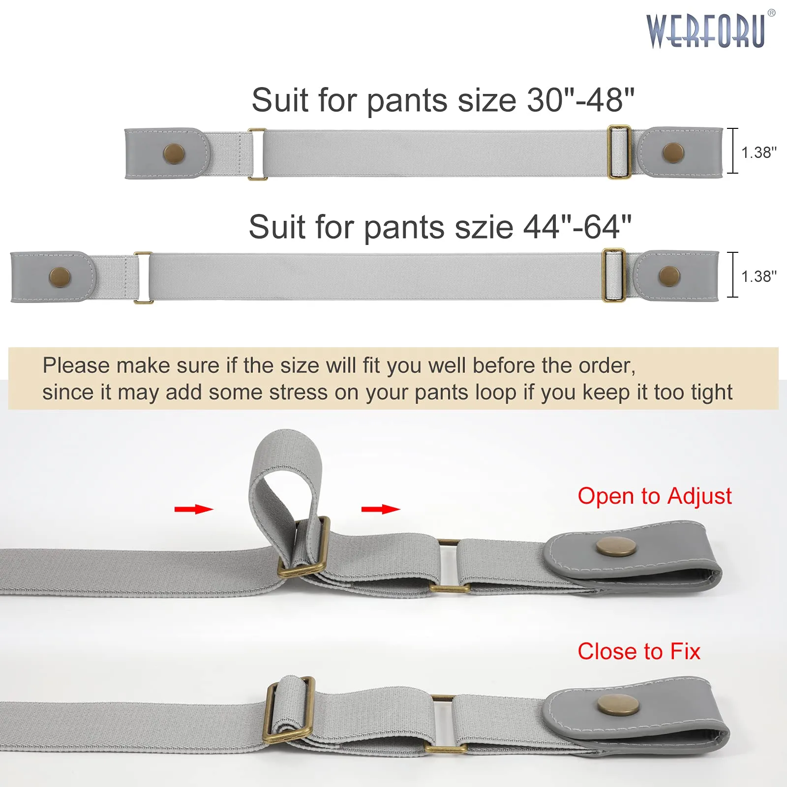 No Buckle Show Belt for Men Buckle Free Stretch Belt for Jeans Pants 1.38 Inches Wide