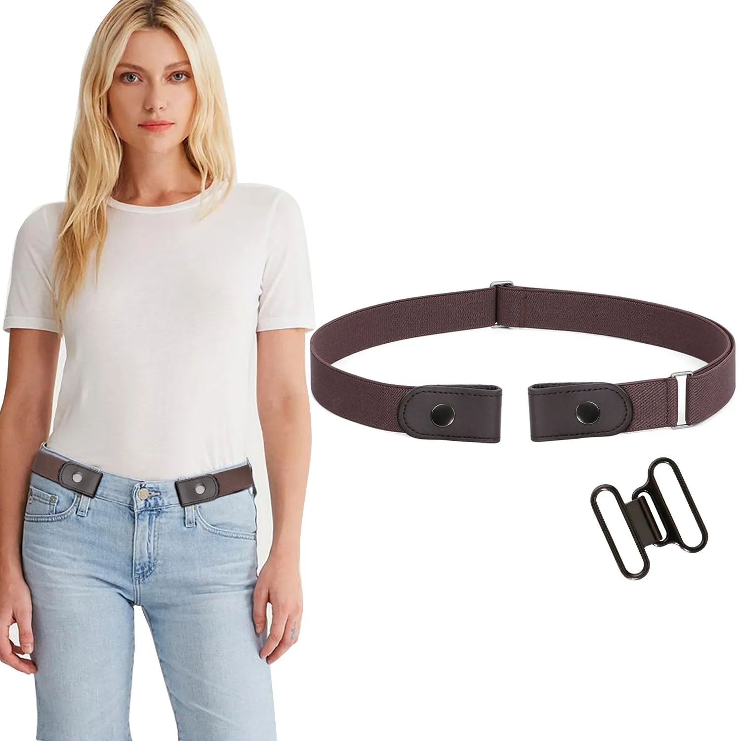 No Buckle Women/Men Invisible Belt Elastic Waist Belt Up to 48" for Jeans Pants Dresses