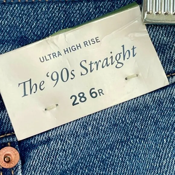 NWT Abercrombie &amp; Fitch The 90s Straight High Rise Medium Wash Jeans Women's 28