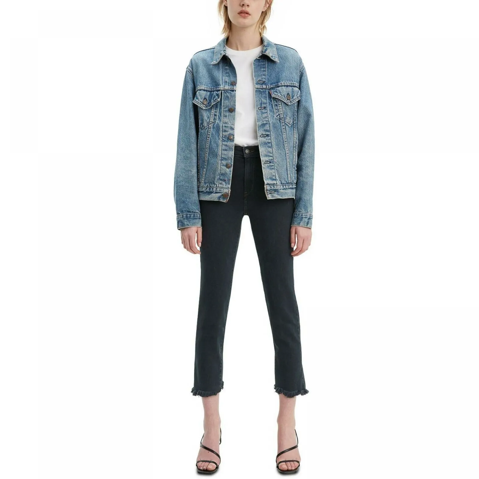NWT Levis Women's 724 Raw-Hem Cropped Straight-Leg Jeans. 588250031 32