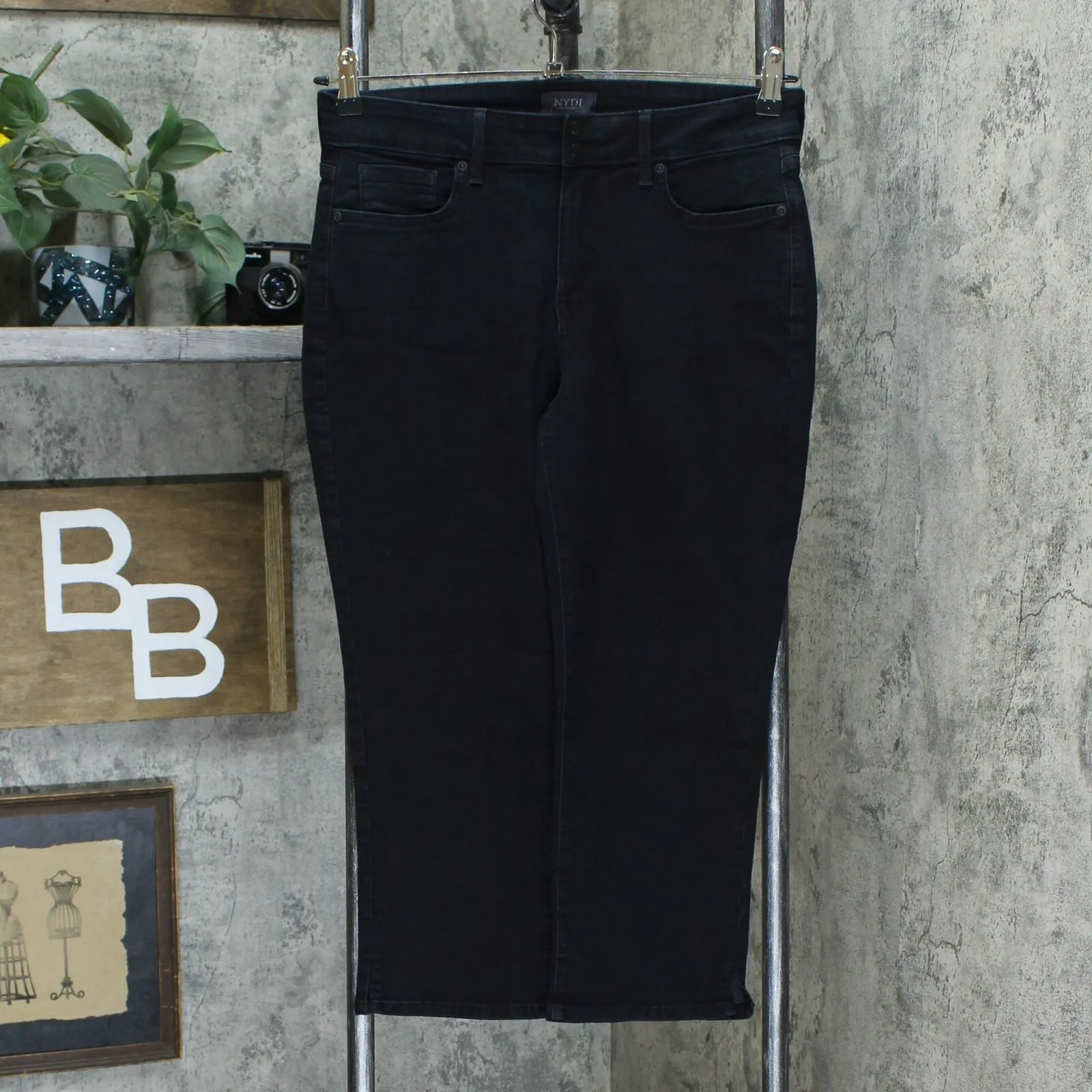 NYDJ Slim Capri Jeans In Cool Embrace Denim With Double Snap Waist Dark Navy 8