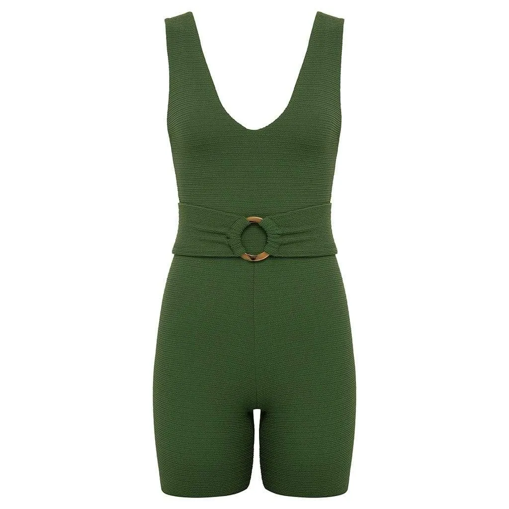 Olive Micro Scrunch Kim Onesie