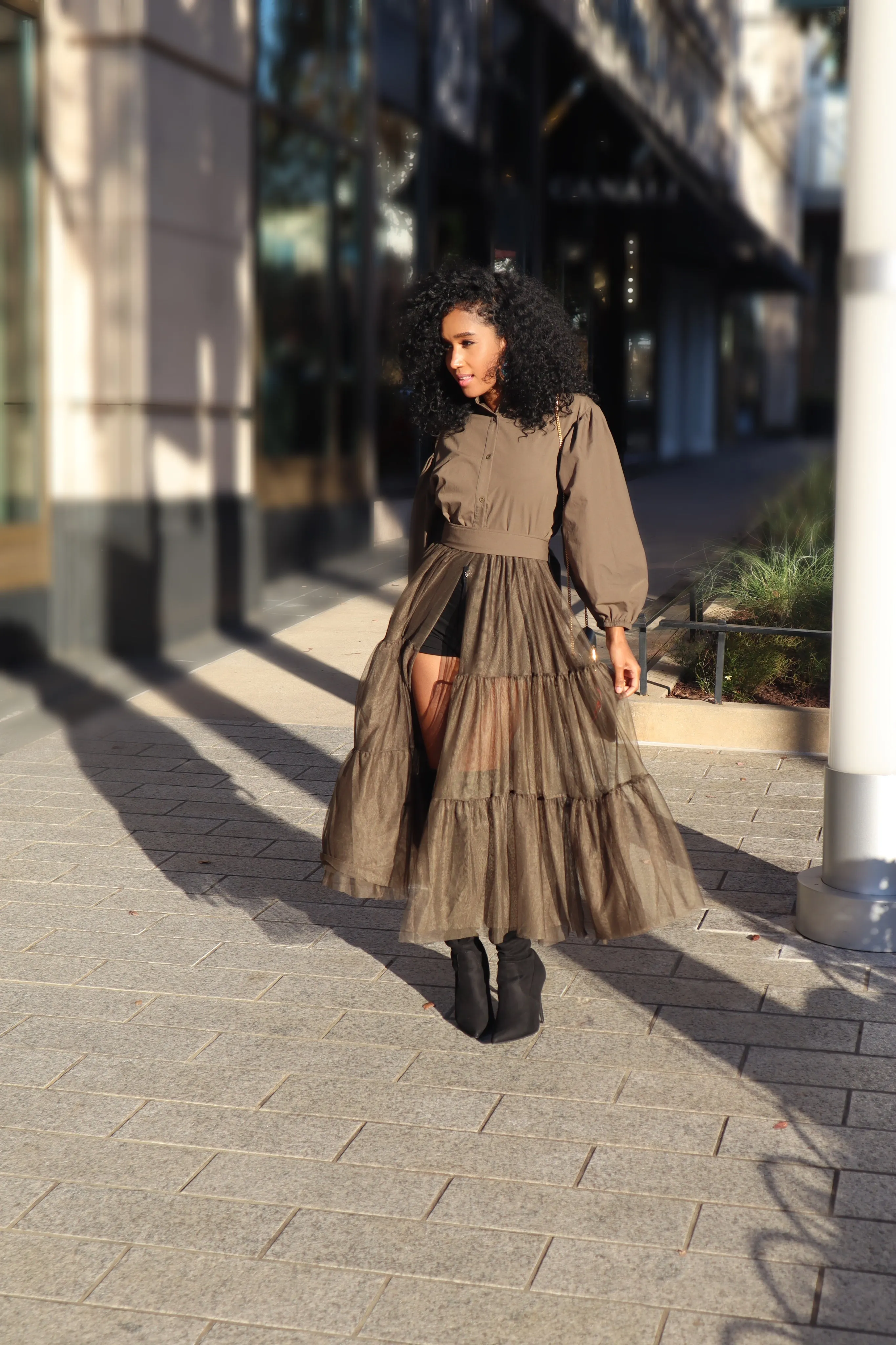 Olive Now! Tulle Top