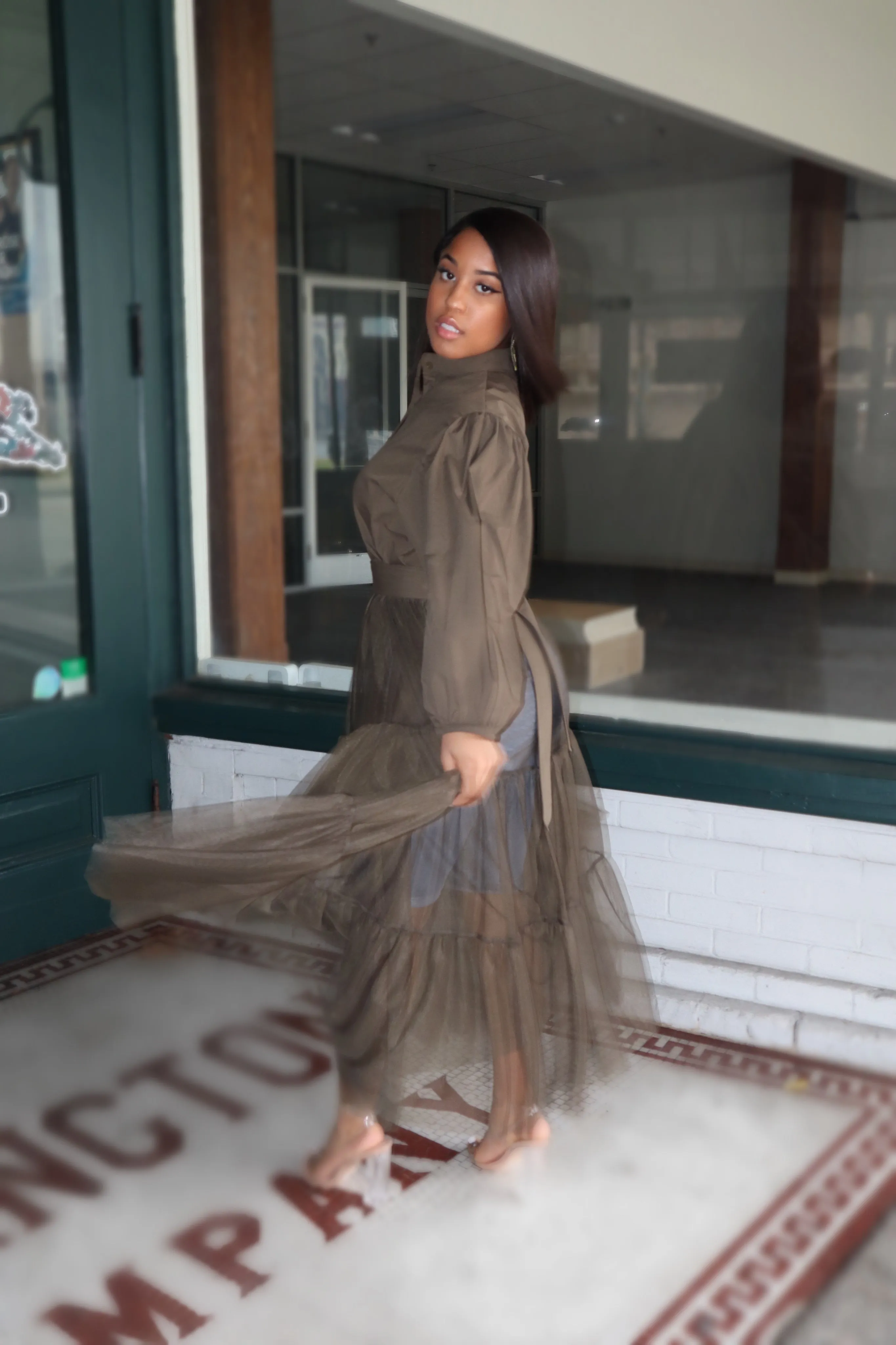 Olive Now! Tulle Top