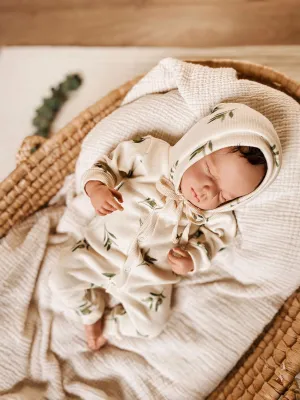 OLO Olive Print Organic Cotton Baby Bonnet
