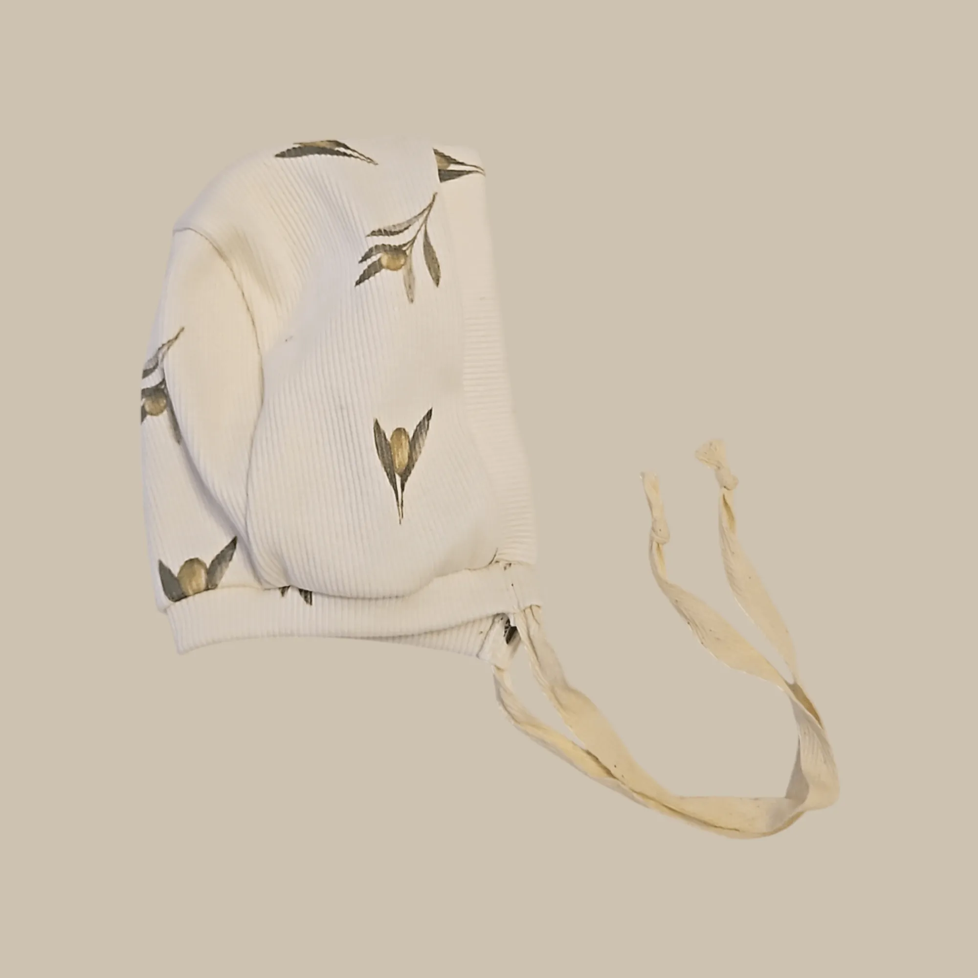 OLO Olive Print Organic Cotton Baby Bonnet