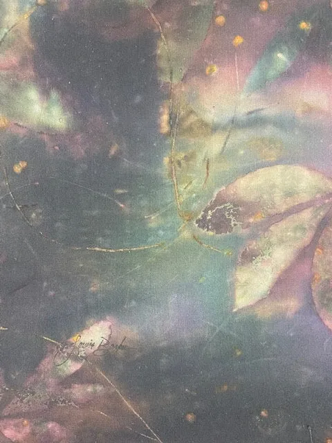One of a kind fashion accessory hand dyed eco printed silk chiffon luxurious scarf
