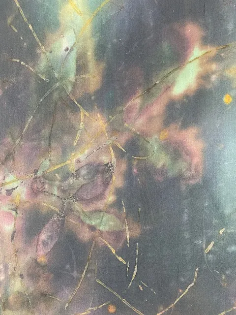 One of a kind fashion accessory hand dyed eco printed silk chiffon luxurious scarf