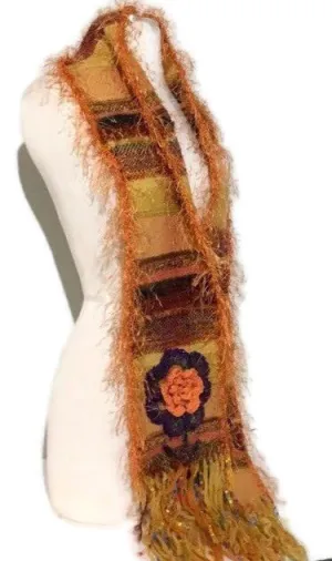 Orange alpaca fiber, hand woven woman's size neckwear, andrea designs handmade scarves, the orange mum scarf, winter wrap,  must have gift