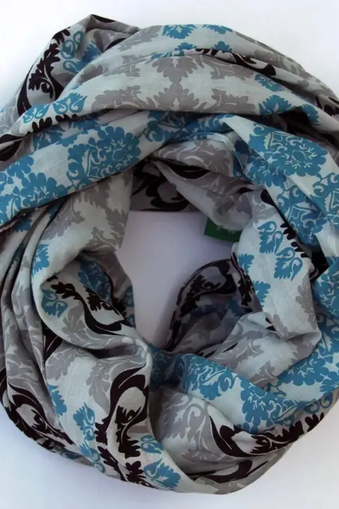 Organic Cotton Scarf Versailles Bleu Large