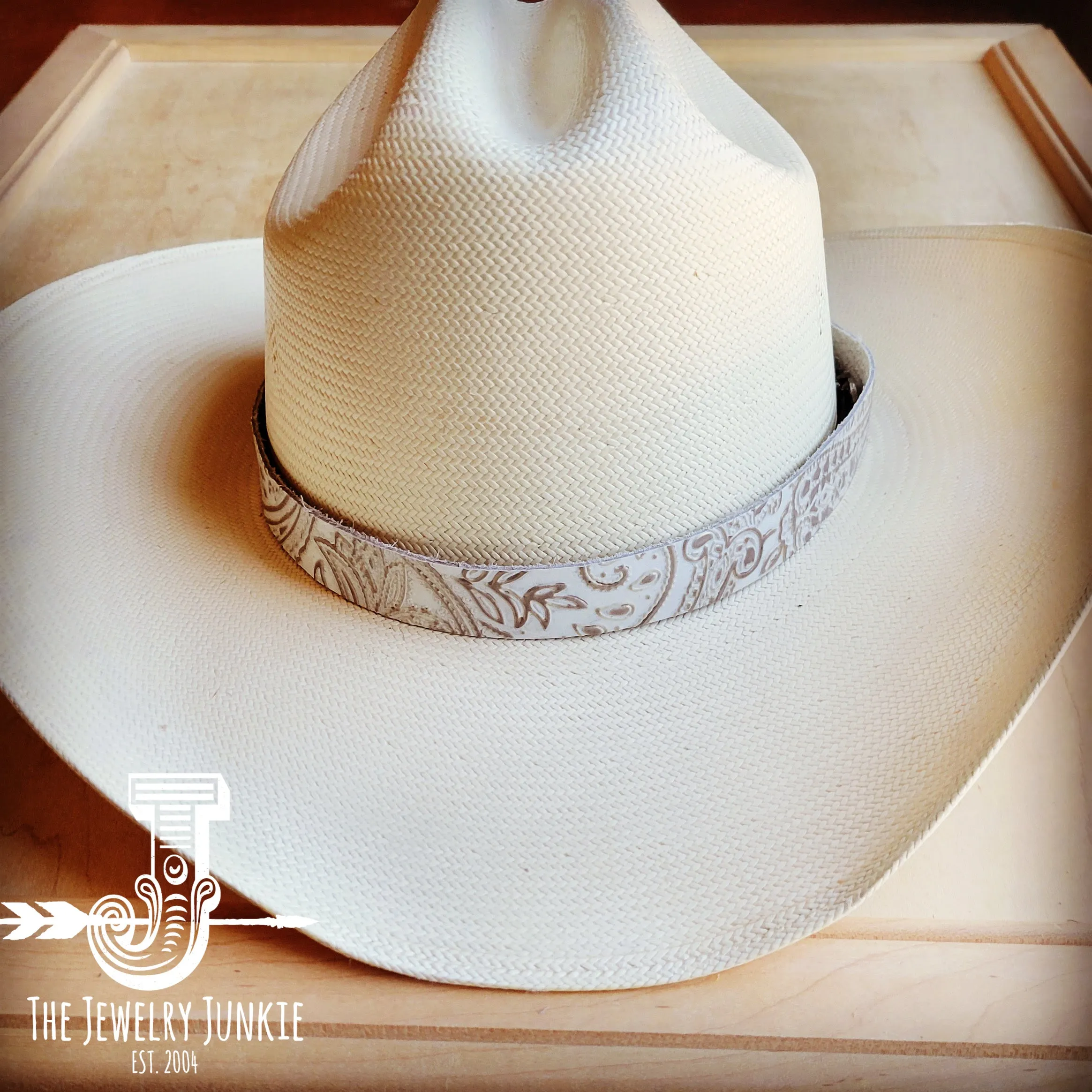 **Oyster Paisley Turquoise Embossed Leather Hat Band Only 950n
