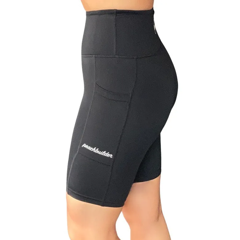 Peach Builder Black Midi Shorts