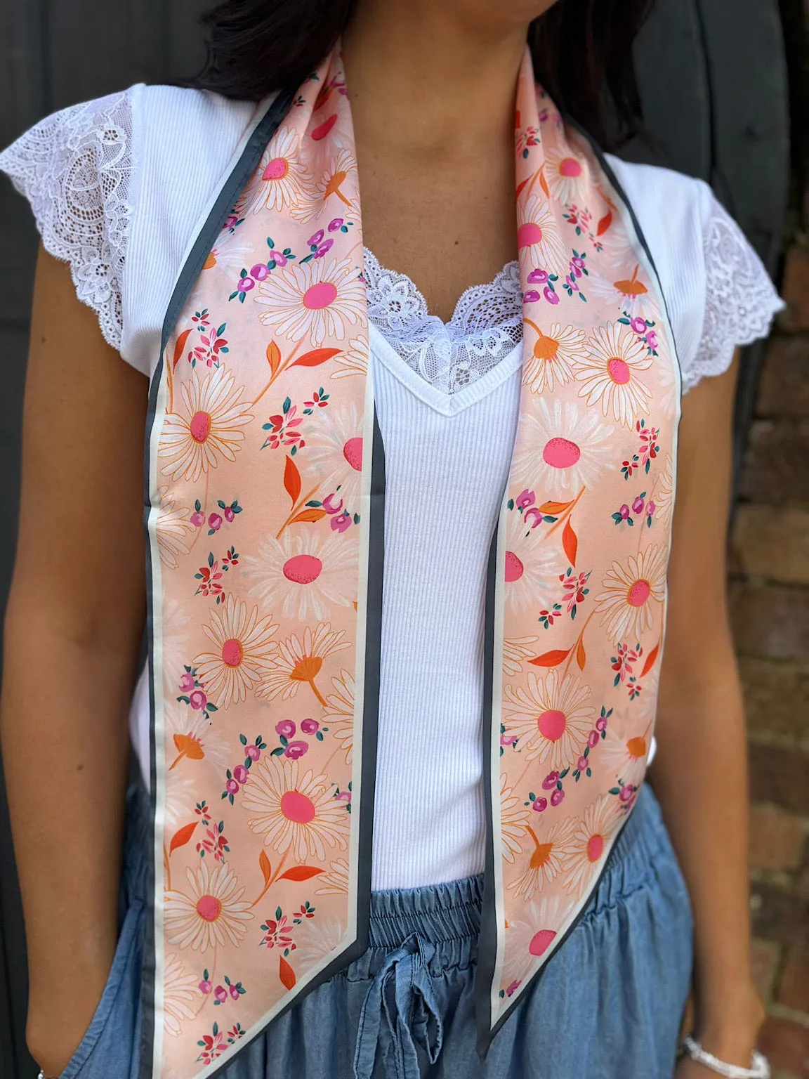 Peach Daisy Neck/ Head Scarf