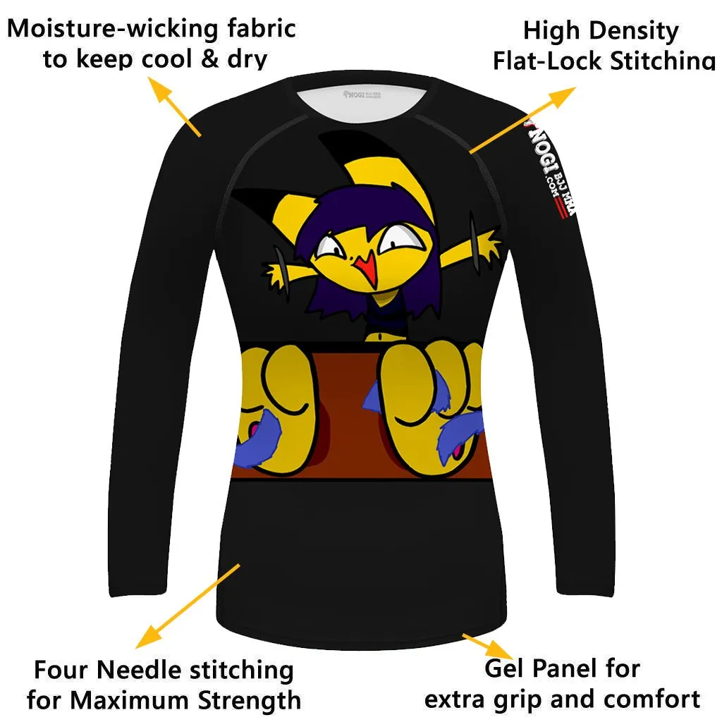 Pikachu Big Feet Cute Funny Women's BJJ Rash Guard