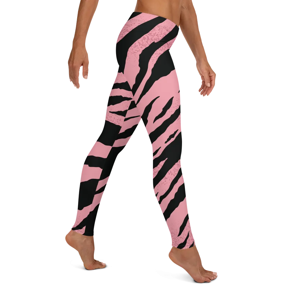 Pink Black Striped Leggings