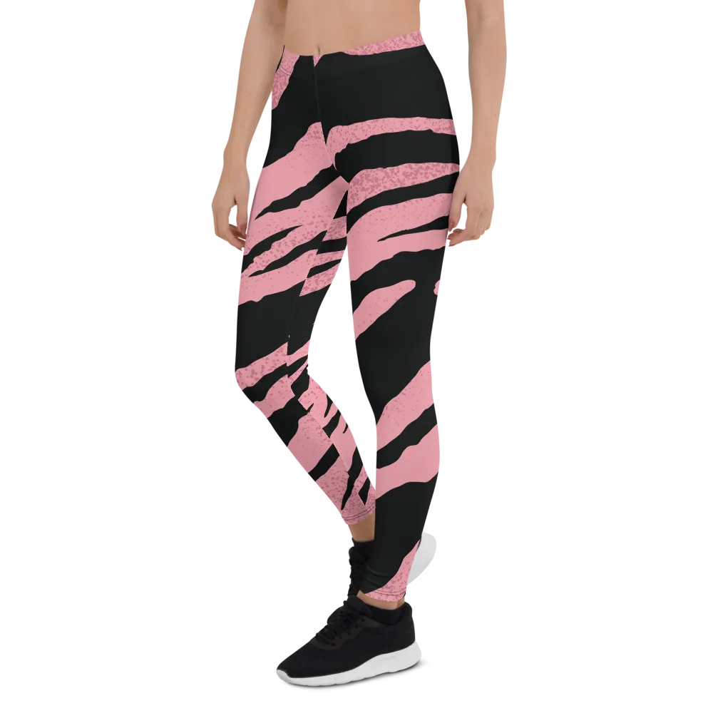 Pink Black Striped Leggings