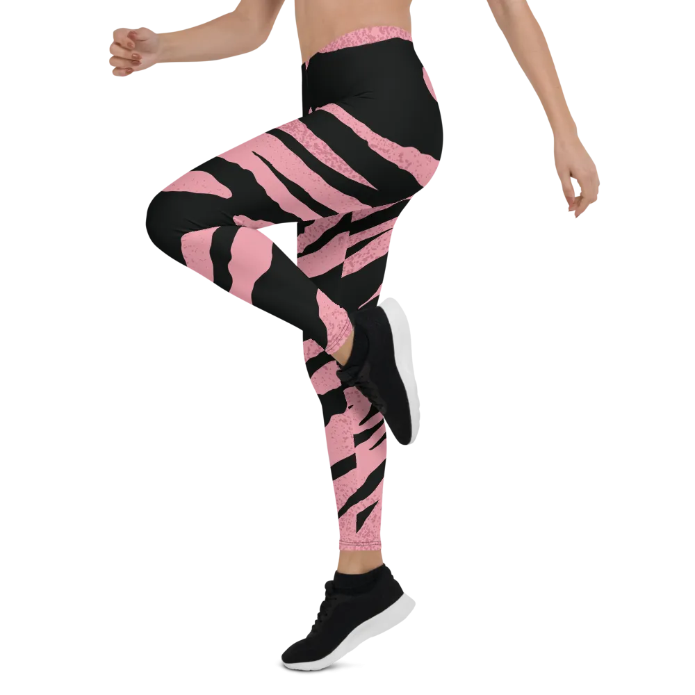 Pink Black Striped Leggings