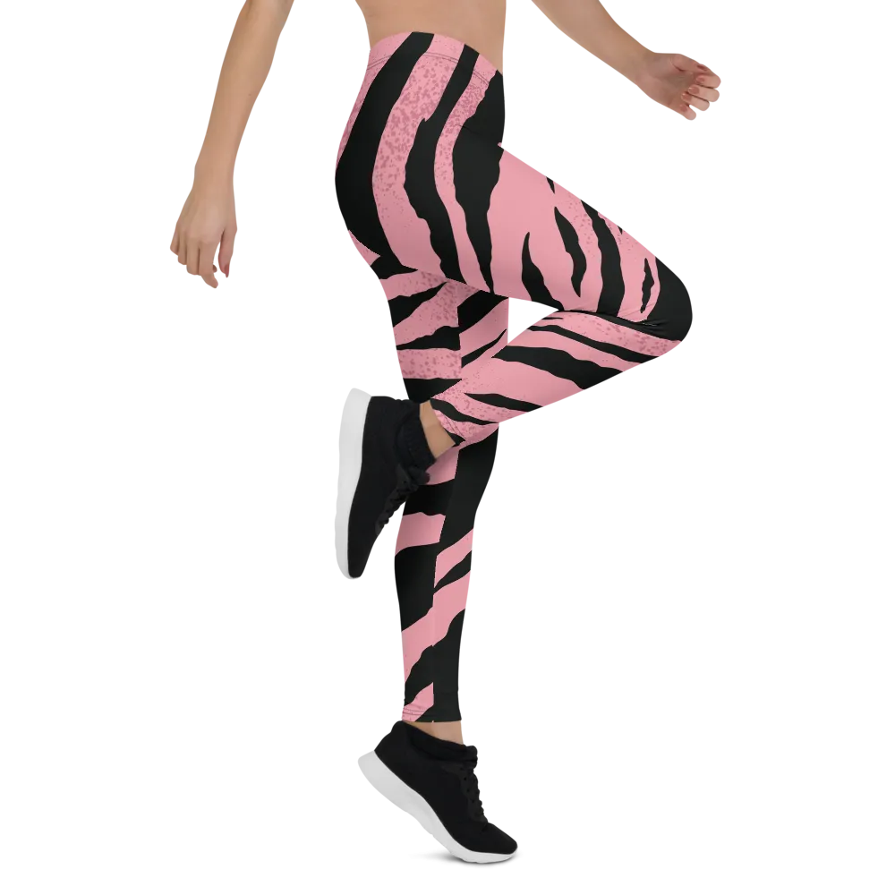 Pink Black Striped Leggings