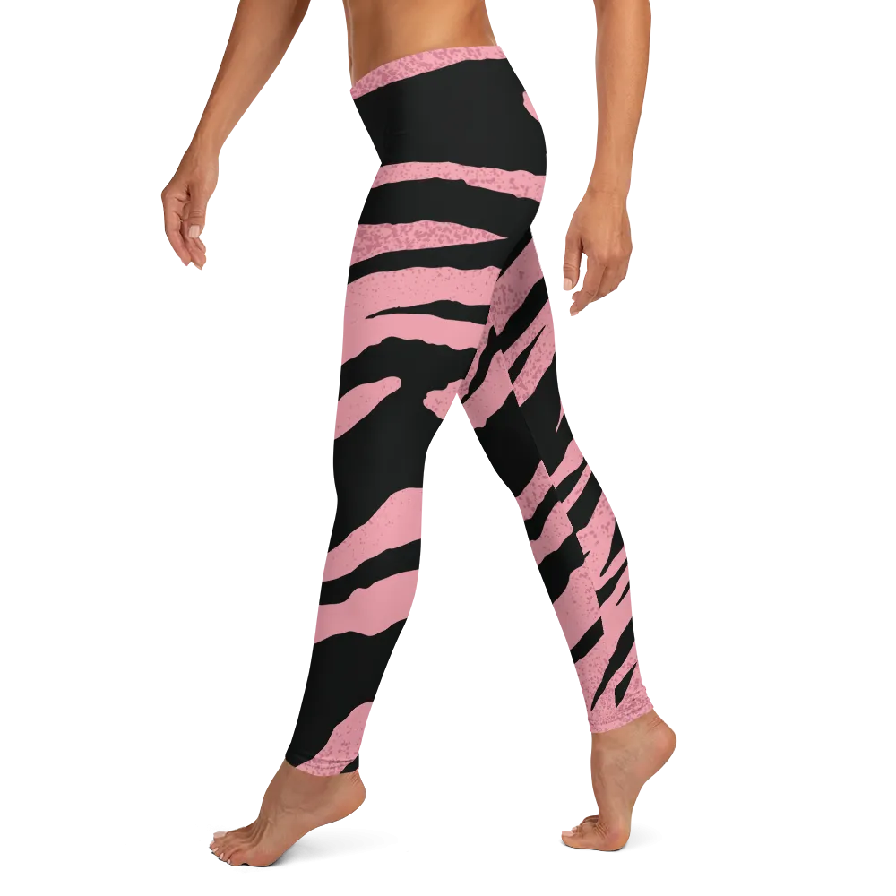 Pink Black Striped Leggings