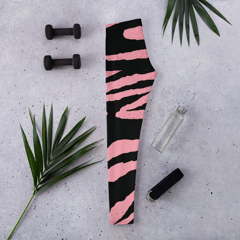 Pink Black Striped Leggings