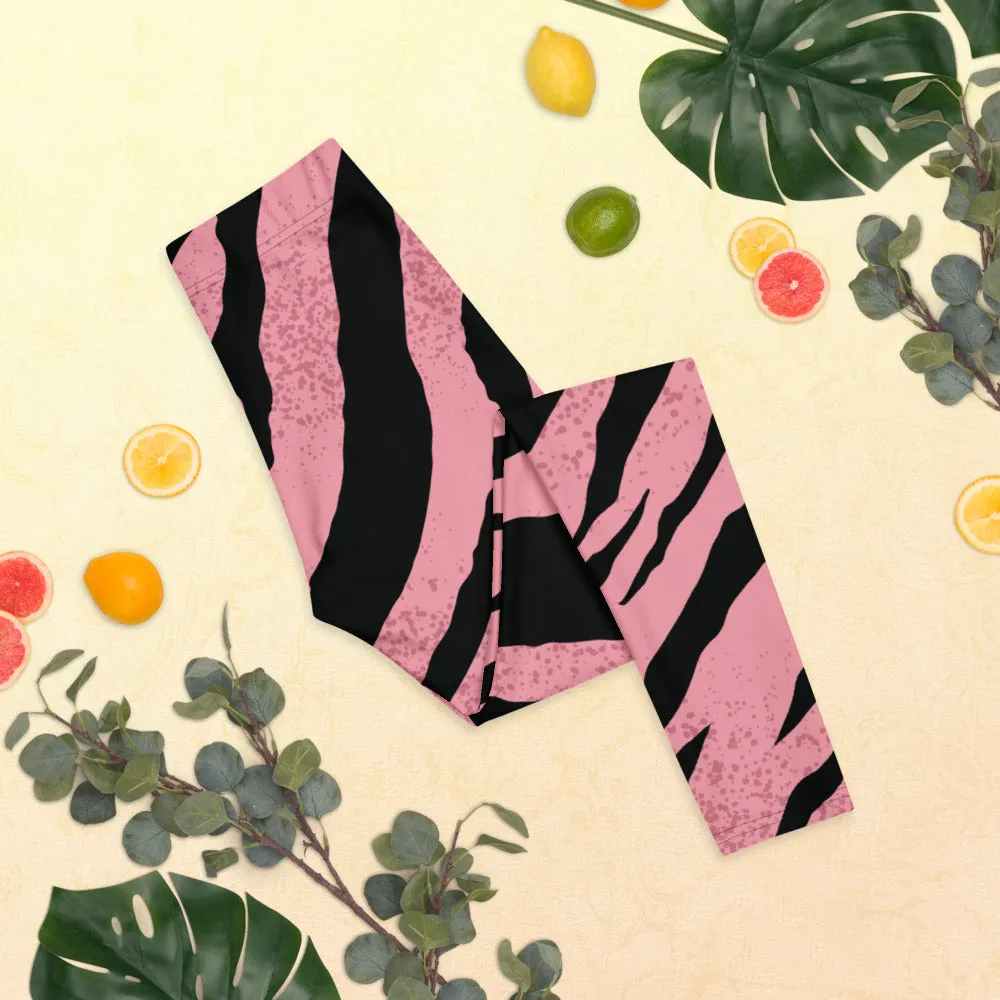 Pink Black Striped Leggings