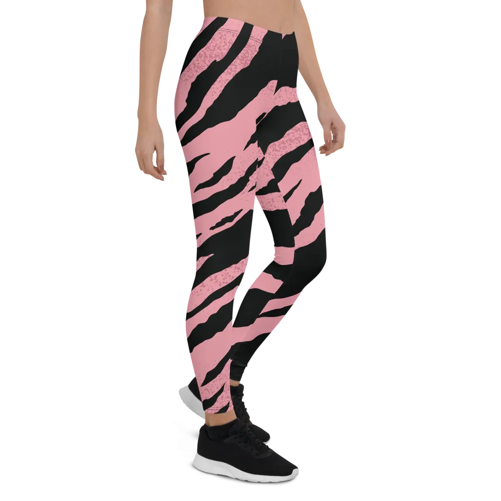 Pink Black Striped Leggings