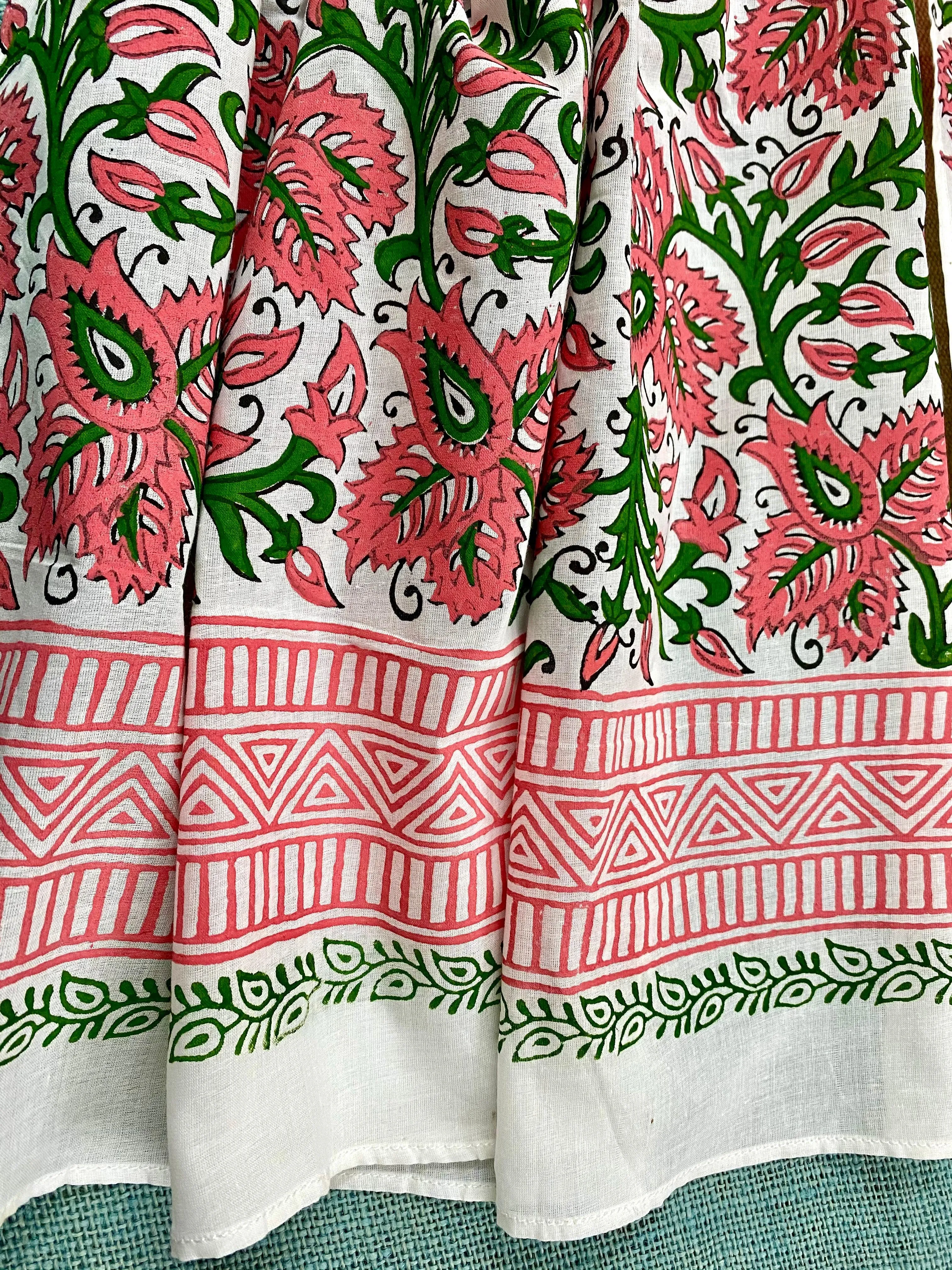 Pink Blush Block Printed Voile Cotton Scarf