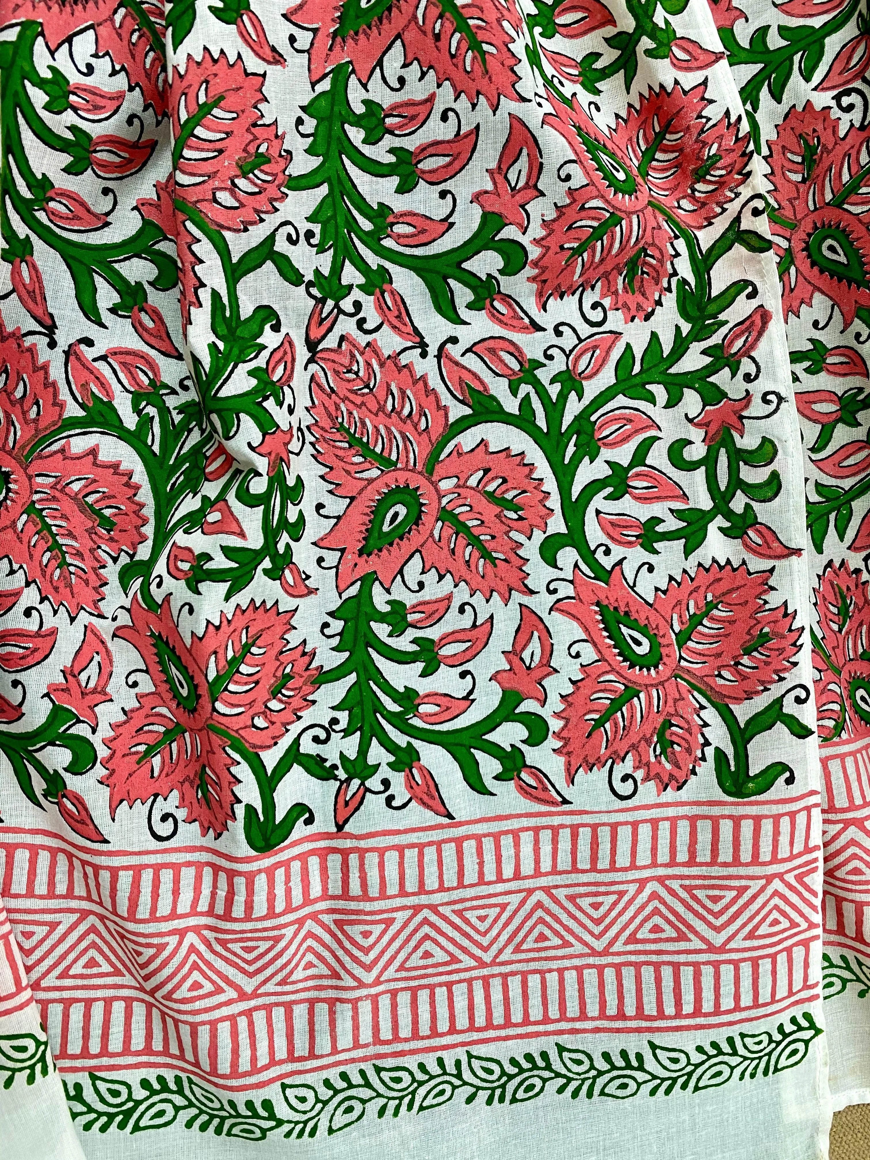 Pink Blush Block Printed Voile Cotton Scarf