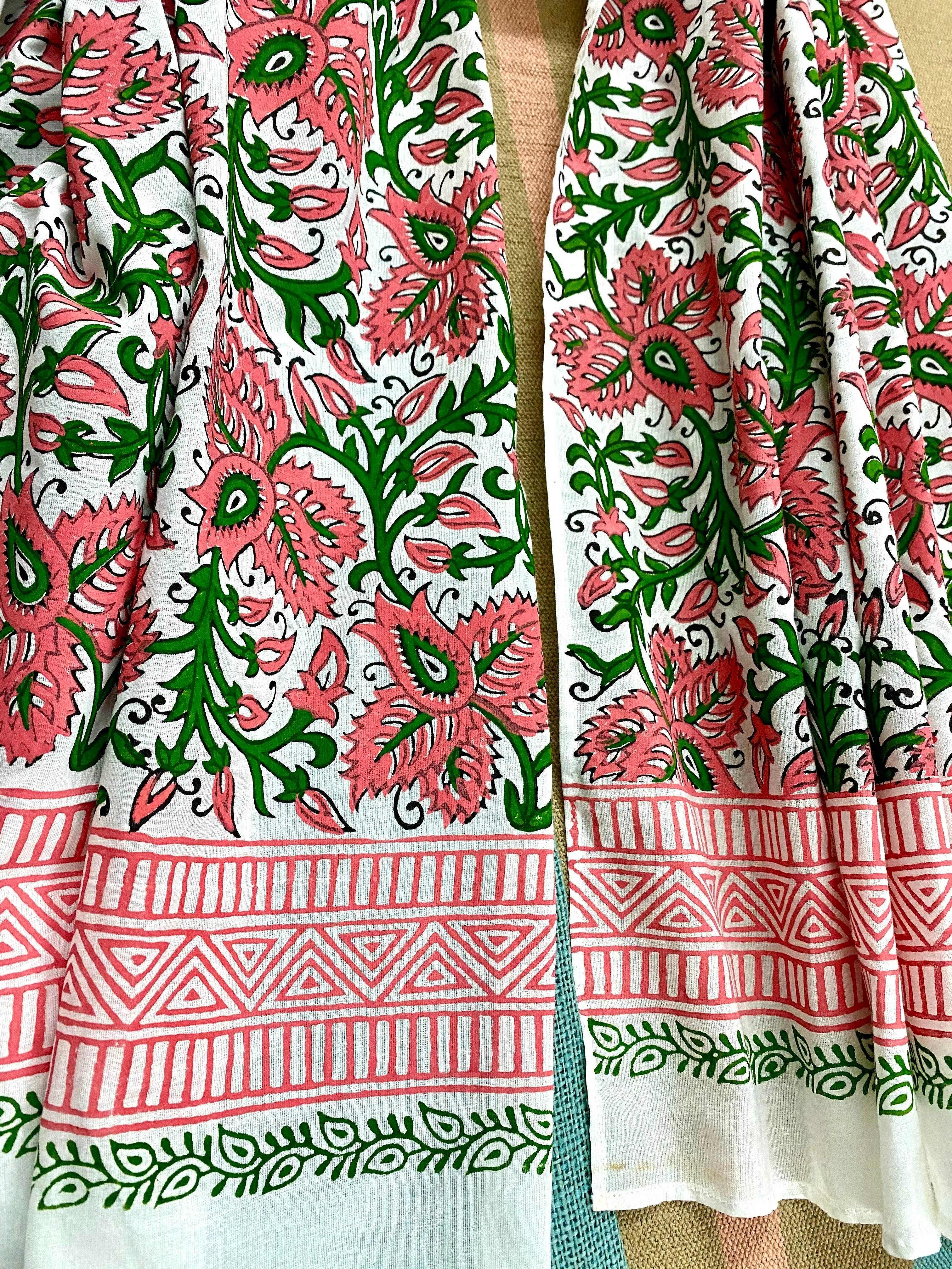 Pink Blush Block Printed Voile Cotton Scarf