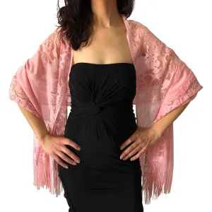 Pink Tulle Wedding Wrap Shawl Lace Pashmina Scarf