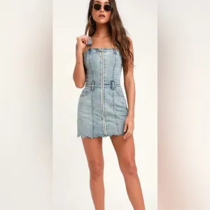 Pistola Nina Light Wash Denim Cutoff Overall Dress Sz M
