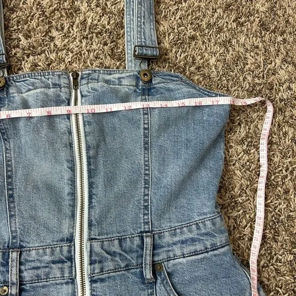 Pistola Nina Light Wash Denim Cutoff Overall Dress Sz M