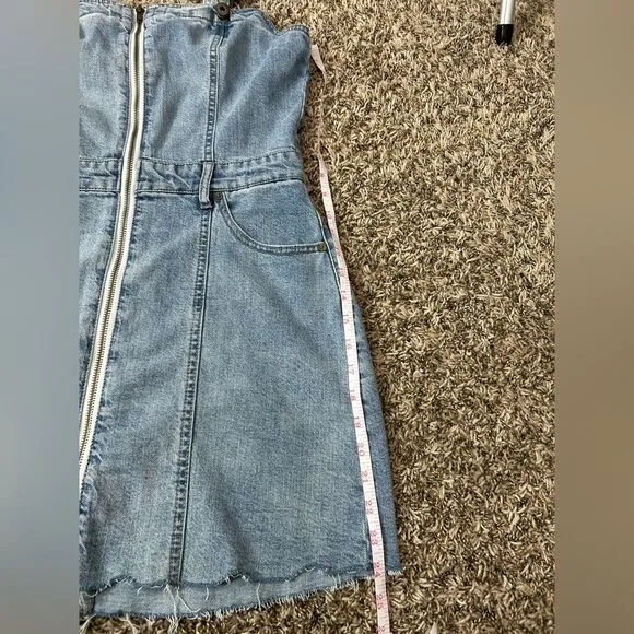 Pistola Nina Light Wash Denim Cutoff Overall Dress Sz M