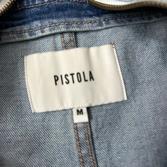Pistola Nina Light Wash Denim Cutoff Overall Dress Sz M