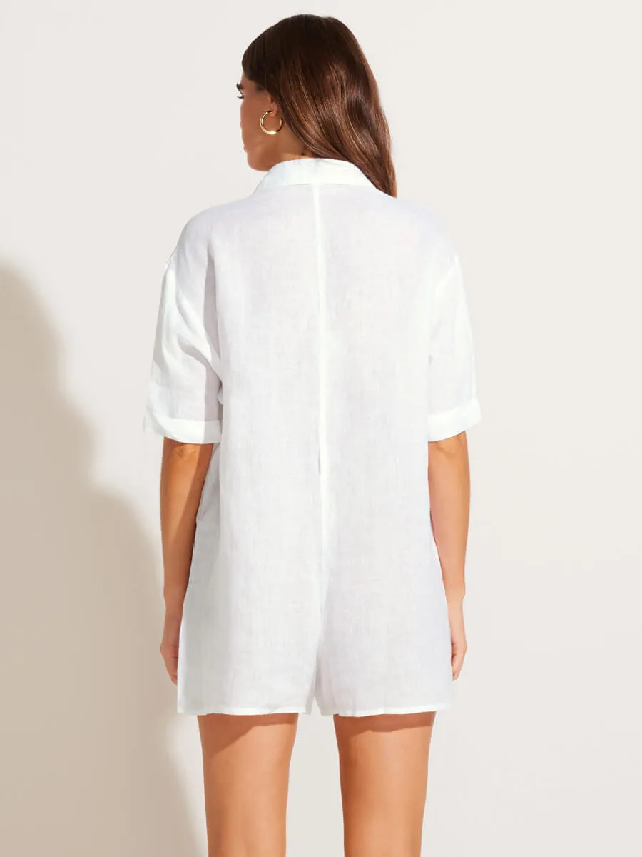 Playa Romper in White EcoLinen