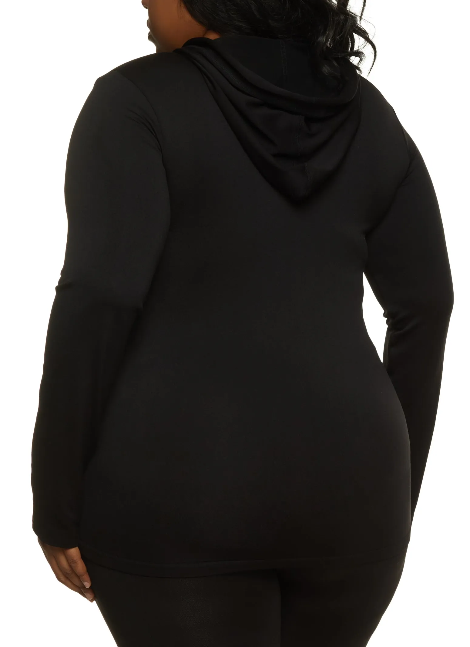 Plus Size Basic Activewear Hooded Track Jacket
