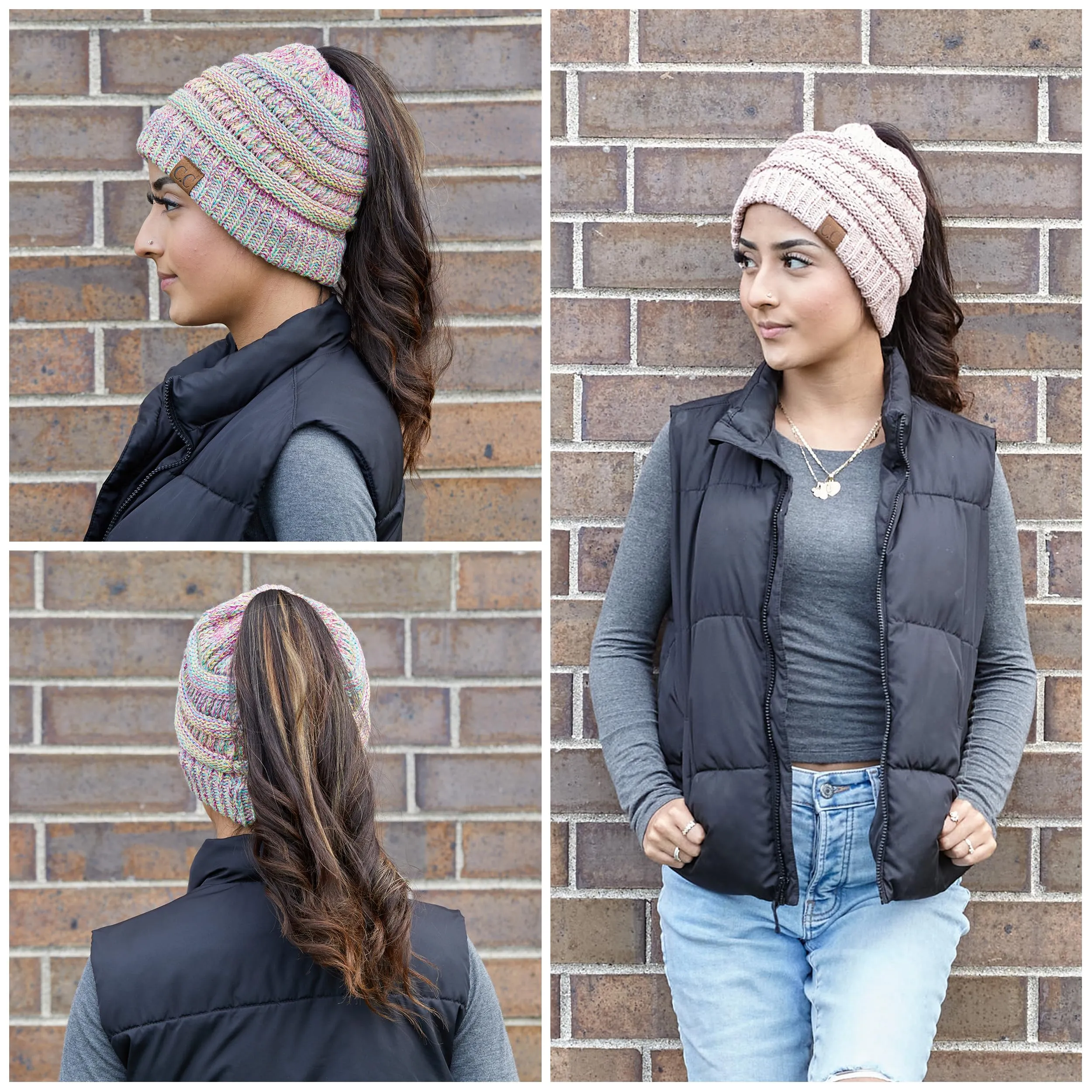 Ponytail Beanie & Gloves Matching Set by Funky Junque