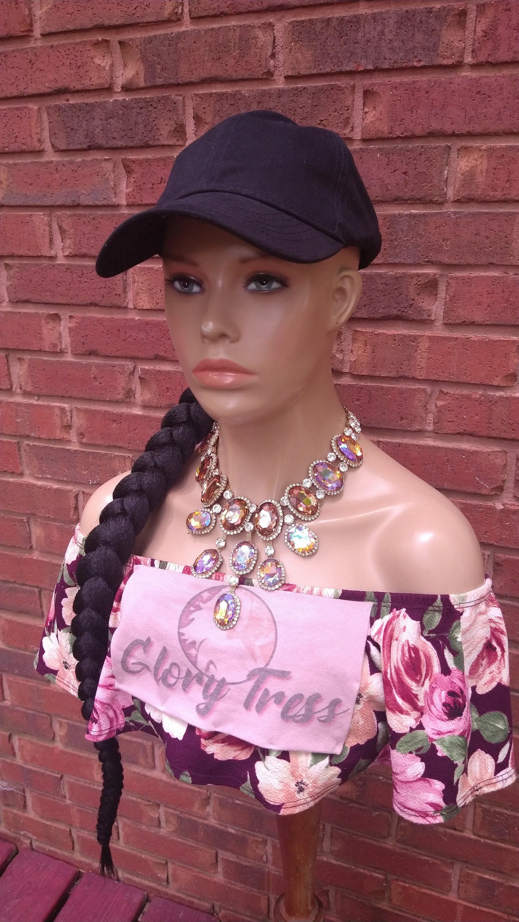 Ponytail Hat Wig, 32" Long Whip Braided Yaki Texture Ponytail, Throw On An Go Wigs, Black Ponytail, African American Hairstyle //WHIP