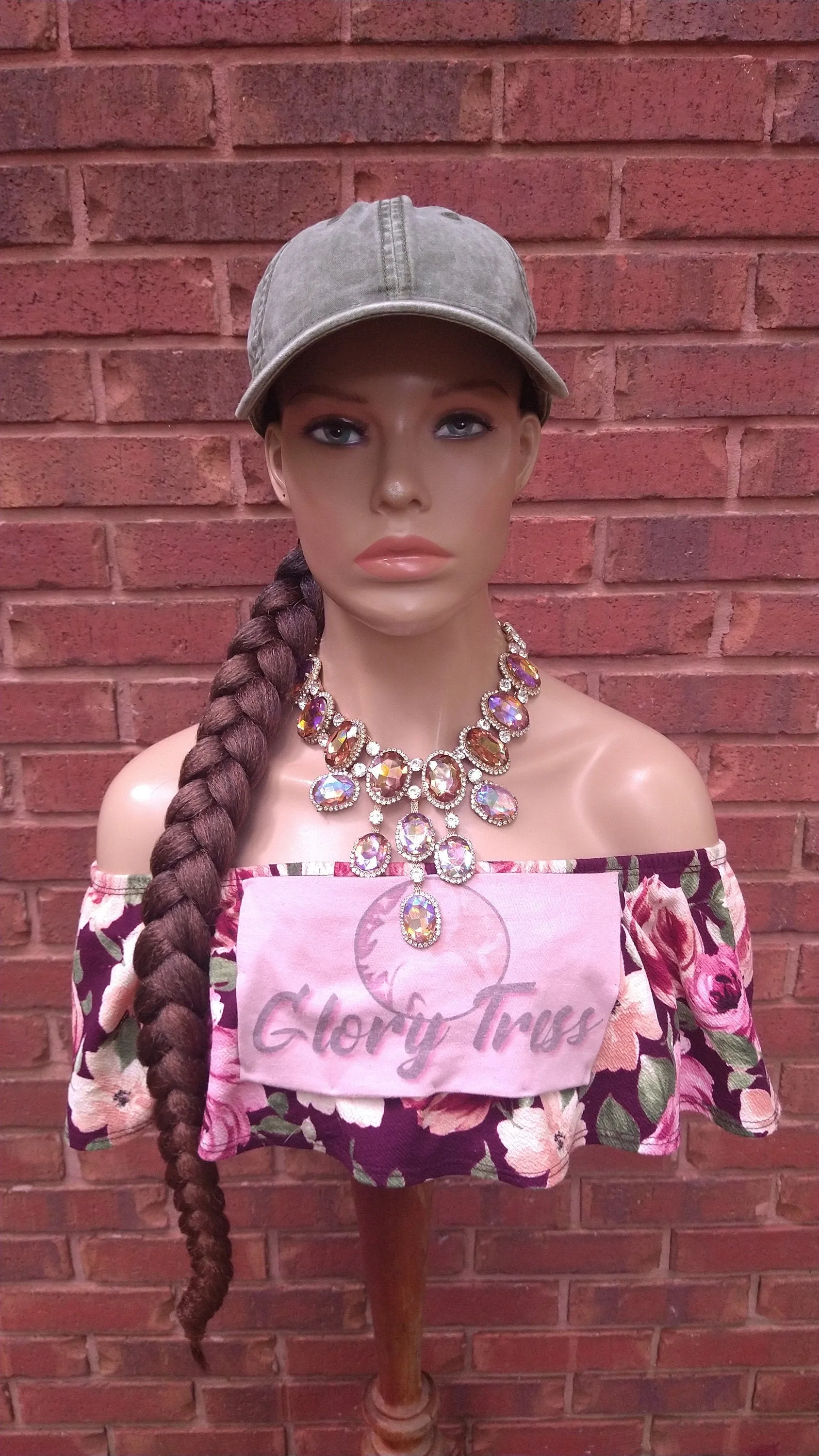 Ponytail Hat Wig, 32" Long Whip Braided Yaki Textured Ponytail, Throw On An Go Wig, Ombre Auburn Ponytail, African American Hairstyle //WHIP