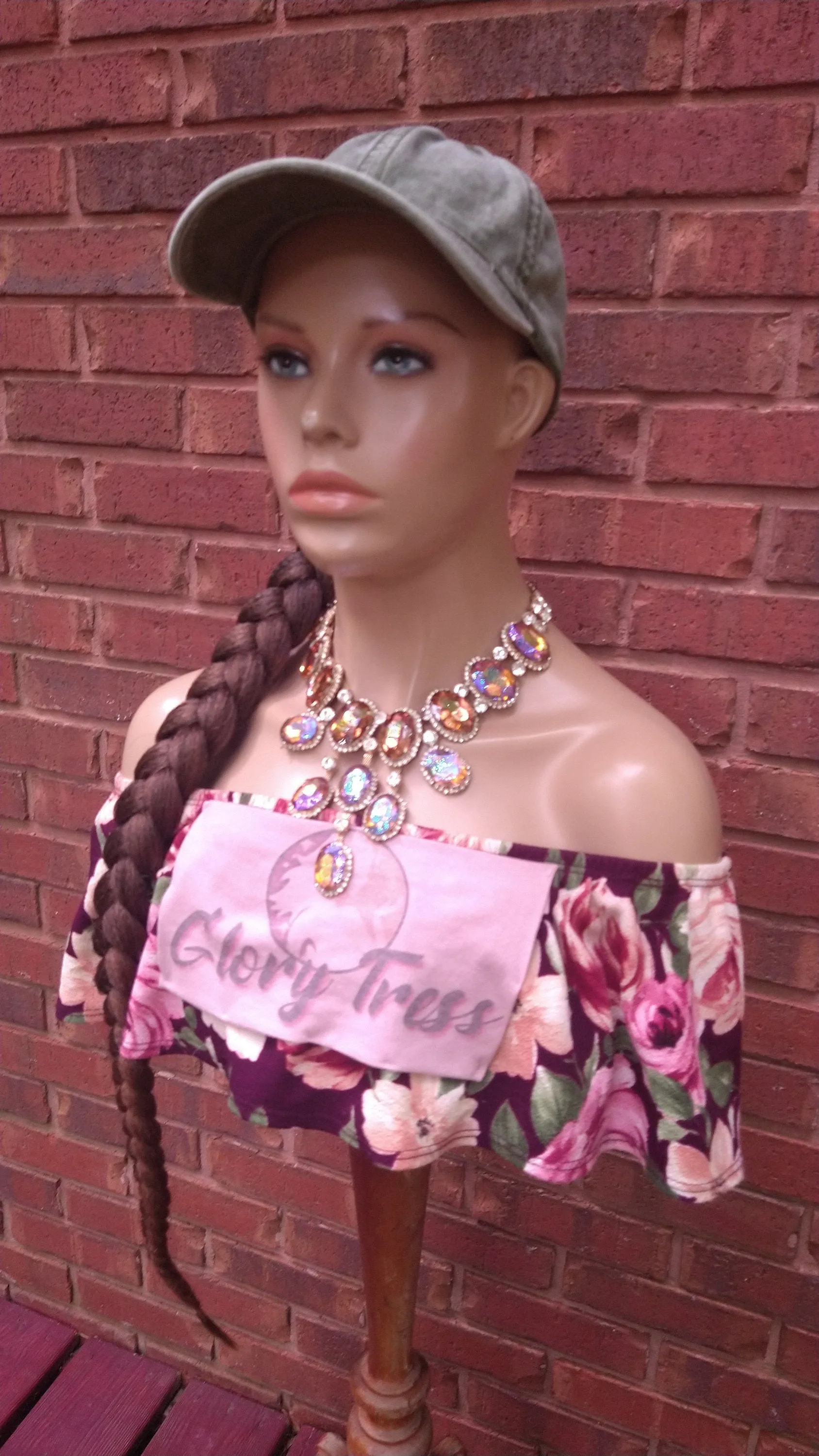 Ponytail Hat Wig, 32" Long Whip Braided Yaki Textured Ponytail, Throw On An Go Wig, Ombre Auburn Ponytail, African American Hairstyle //WHIP