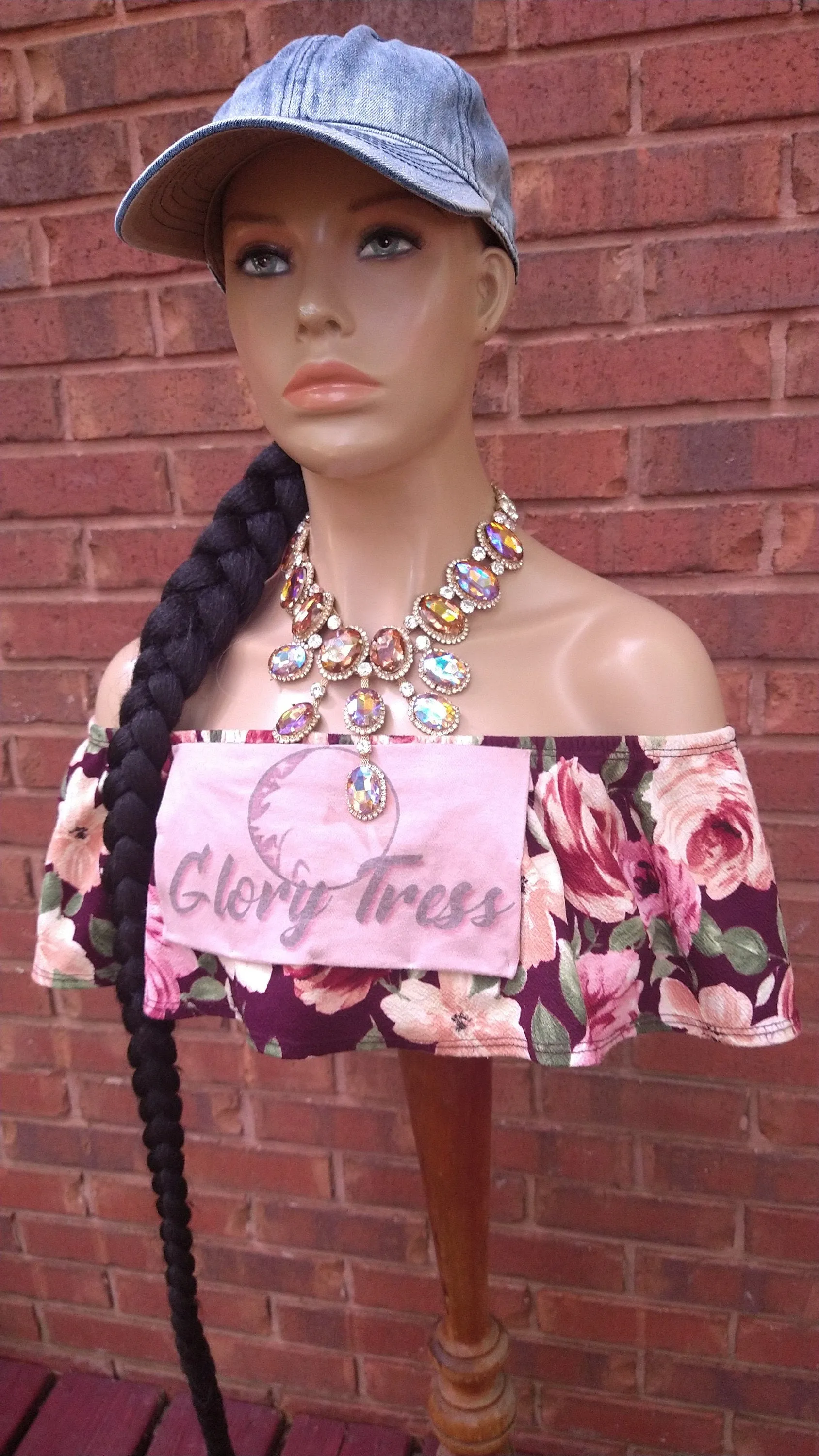 Ponytail Hat Wig, 40" Long Whip Braided Yaki Texture Ponytail, Throw On An Go Wig, Black Ponytail, African American Hairstyle //WHIP