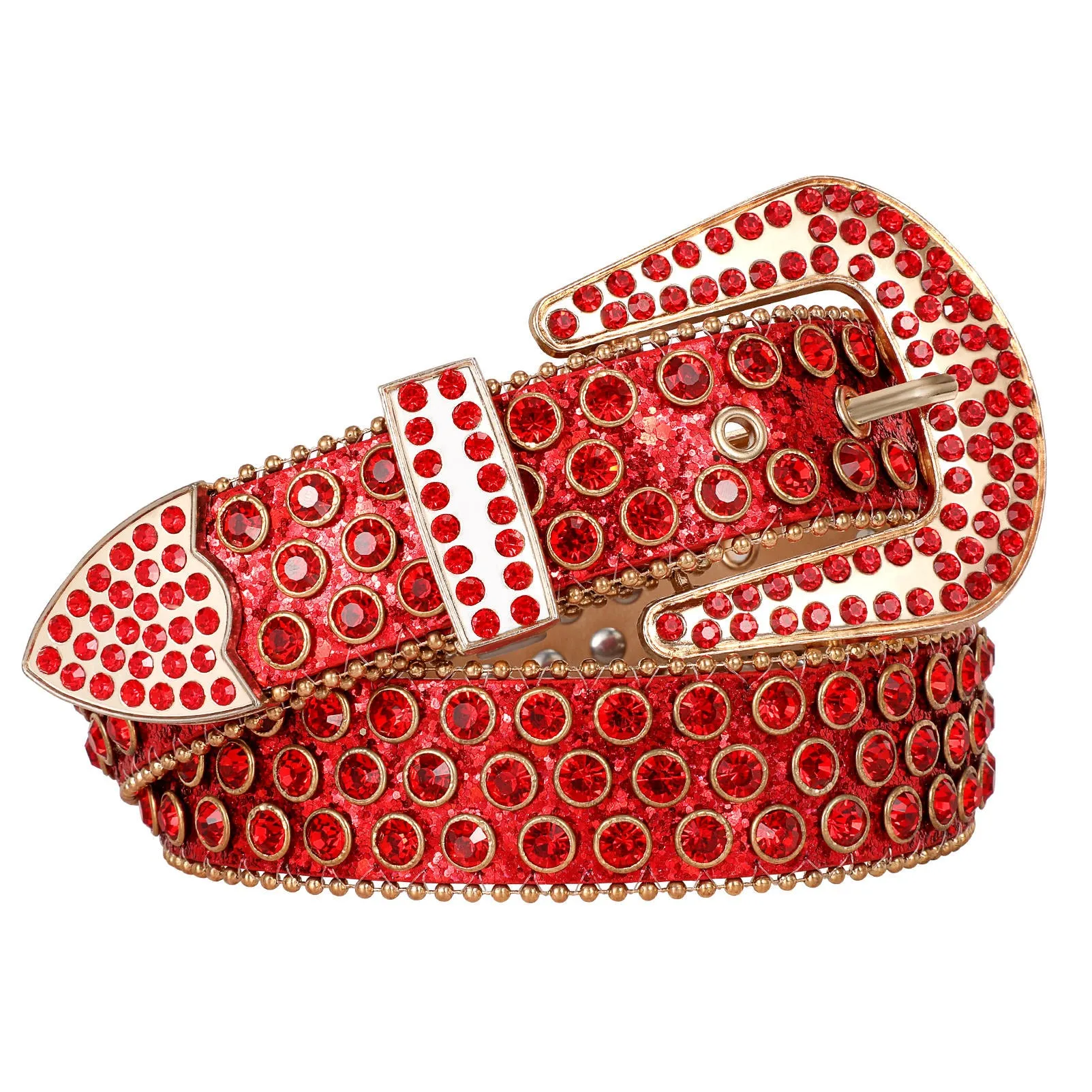 Popular Luxury Crystal Diamond Studded Rhinestone Belts Western Sparkle Designer Leather Women Mens Belt