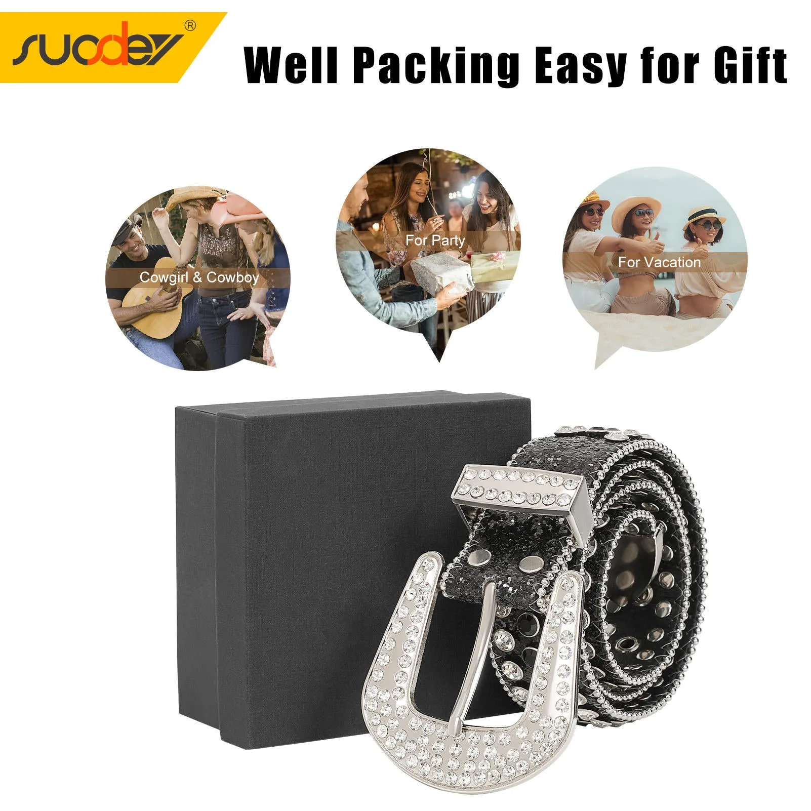 Popular Luxury Crystal Diamond Studded Rhinestone Belts Western Sparkle Designer Leather Women Mens Belt