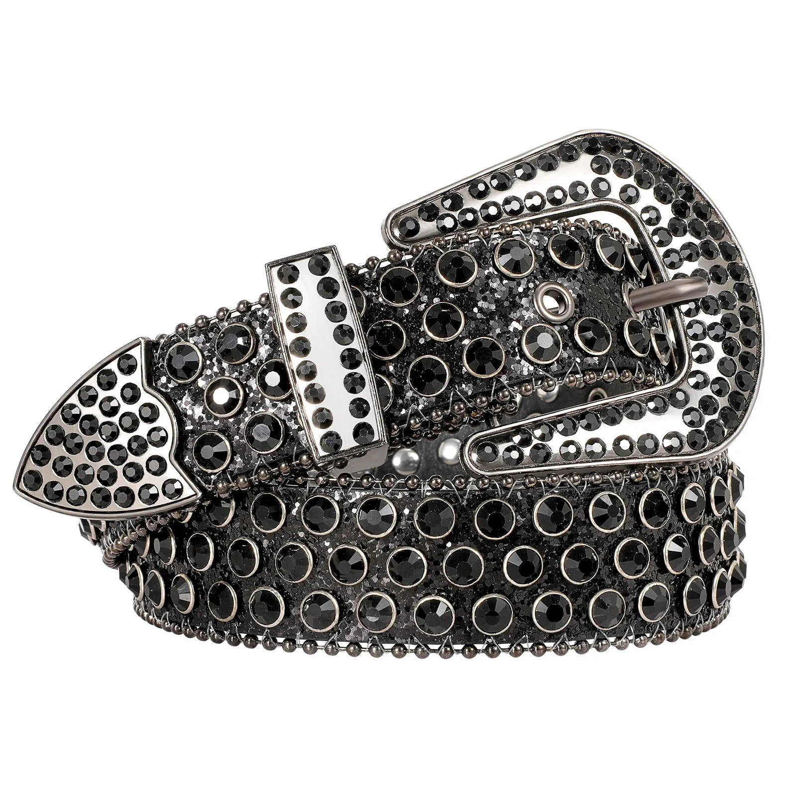 Popular Luxury Crystal Diamond Studded Rhinestone Belts Western Sparkle Designer Leather Women Mens Belt