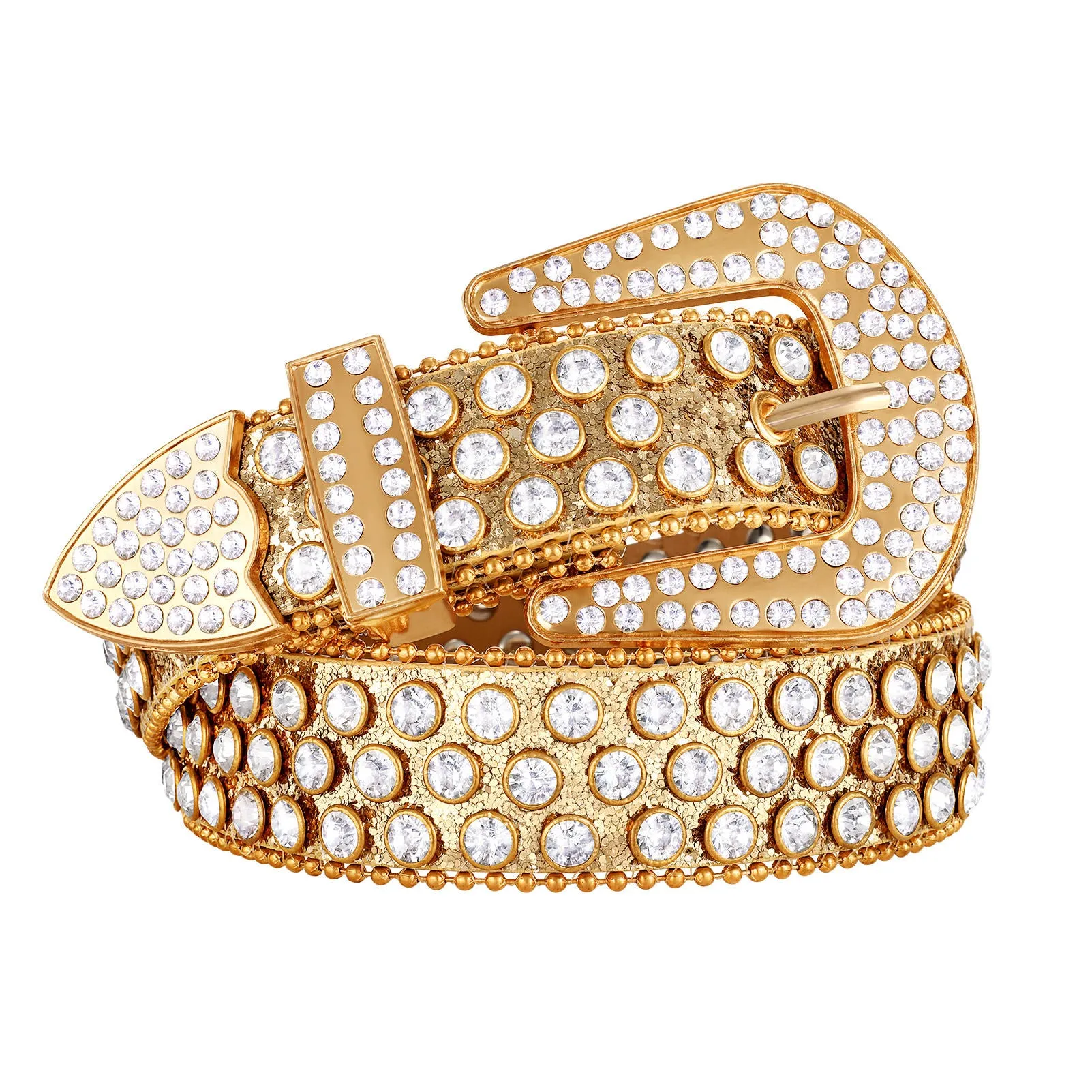 Popular Luxury Crystal Diamond Studded Rhinestone Belts Western Sparkle Designer Leather Women Mens Belt