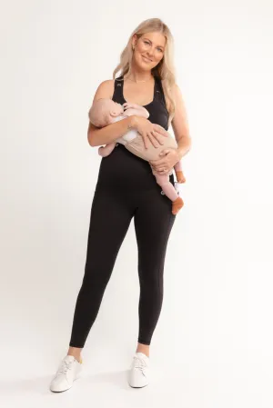 Postpartum Recovery Full Length Leggings with Pockets - Black